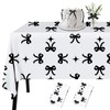 2Pcs Black Bow Plastic Tablecloth Disposable Rectangle Waterproof Table Cover