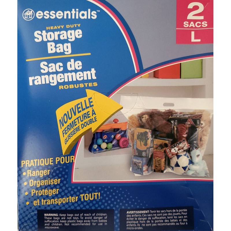 Essentials Large Storage Bags Heavy Duty Clear Plastic Zip-Lock w