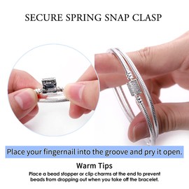 CMB062 Women's Bracelet 925 Sterling Silver, Bracelets with Heart Clasp Moments Snake Link Bracelet Valentine's Day Mother's Day Birthday Christmas Gift for Women Girlfriend Mum, Sterling Silver