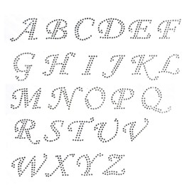 Pack of Cursive Alphabet 26 Letters A to Z Clear Rhinestone Iron on Hotfix Transfer |All Caps|