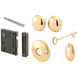 Defender Security U 9899 Swing Bar Lock for Hinged Swing-In Doors – Secondary Security Lock for Door & Security, 3-7/8” Bar Length, Diecast Zinc Construction w/ Antique Brass Finish (Single Pack)