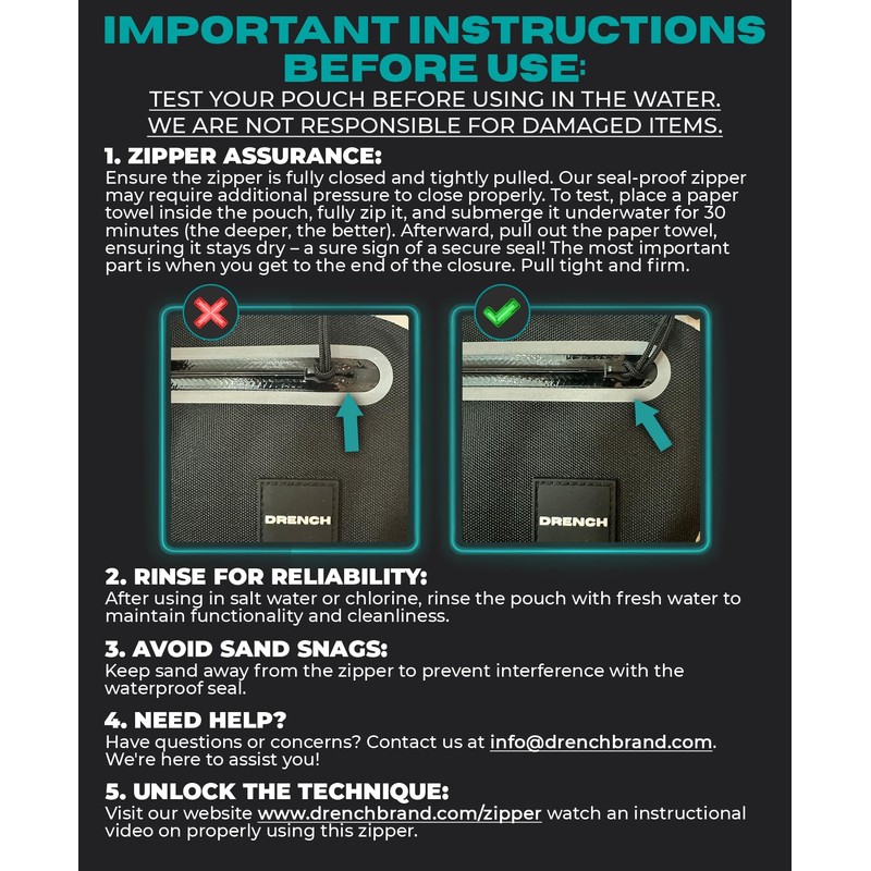 DRENCH - Funda impermeable para teléfono Bolsa transparente para conciertos.