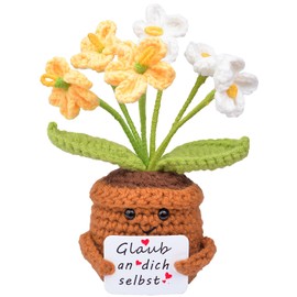 Mwmoeen Pocket Hug Positive Flower, Positive Creative Knitting Wool Sunflower, Positive Potato German Pocket Hug Lucky Charm for Friends, Colleagues and Family