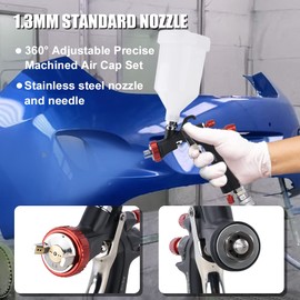AEROPRO TOOLS R500 LVLP Air Spray Gun with 1.3/1.5/1.7mm Nozzles & Air Regulator, A610 Paint Guns Automotive, Car Paint Gun Sprayer, Paint Gun for House Painting, Car, Furniture, Varnish and Top Coat