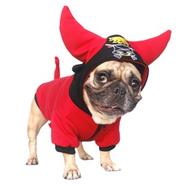 iChoue Buffalo Horn Winter Coats Clothes Hoodies Costumes for French Bulldogs, Pugs, English Bulldogs, Keep Your Dogs Warm and Stylish. Add Fun to Your pet’s Wardrobe - Red, Large