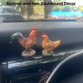 Car Rearview Mirror Accessories, Rooster and Hen Dashboard Decor, Ornament, Interior Decoration Accessories for Car Rearview Mirror and Dashboard, Funny Ornament Gifts