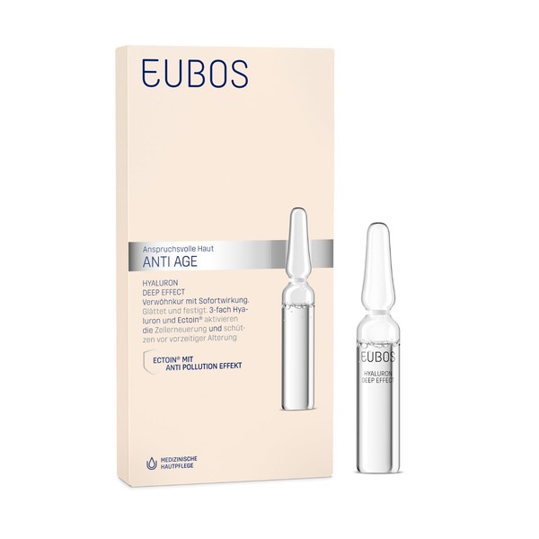 EUBOS I Anti Age, Hyaluronic Deep Effect, 7 x 2 ml, Anti-Wrinkles, Ampoules - Treatment for Smoothing and Anti-Pollution Protection, for All Skin Types, Confirmed Instant Effect, Vegan