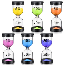 Aoriher Sand Timer Colorful Hourglass Sand Clock Timer 1/3/5/10/15/20/30/45/60 Minutes Sandglass Timer for Kitchen Home Office Classroom Games Cooking (Classic Colors,6)