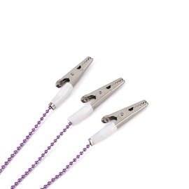 Annhua Dental Ball Chain Bib Clip, Flexible Metal Napkin Clips Towel Holder Purple, Anti-Dirty and Easy to Use, Pack of 3 - Sterilizable & Adjustable - 18.9 Inches Length