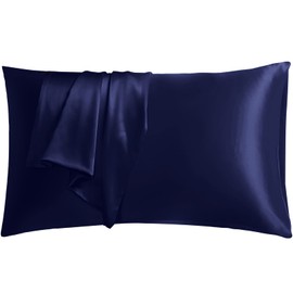 Vividmoo Silk Pillowcase for Hair and Skin 100% Natural Mulberry Silk Pillow Case 22 Momme Pillow Cover with Envelope Closure, Both Side Grade 6A Pure Silk Pillow Sham (Blue, Standard-1 Pack)