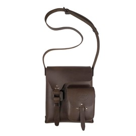 Littlefield & Co., Rustic Satchel with Adjustable Shoulder Strap, Classic Messenger Bag, Travel Accessory, Thick Full Grain Leather, Handmade, Bourbon Brown