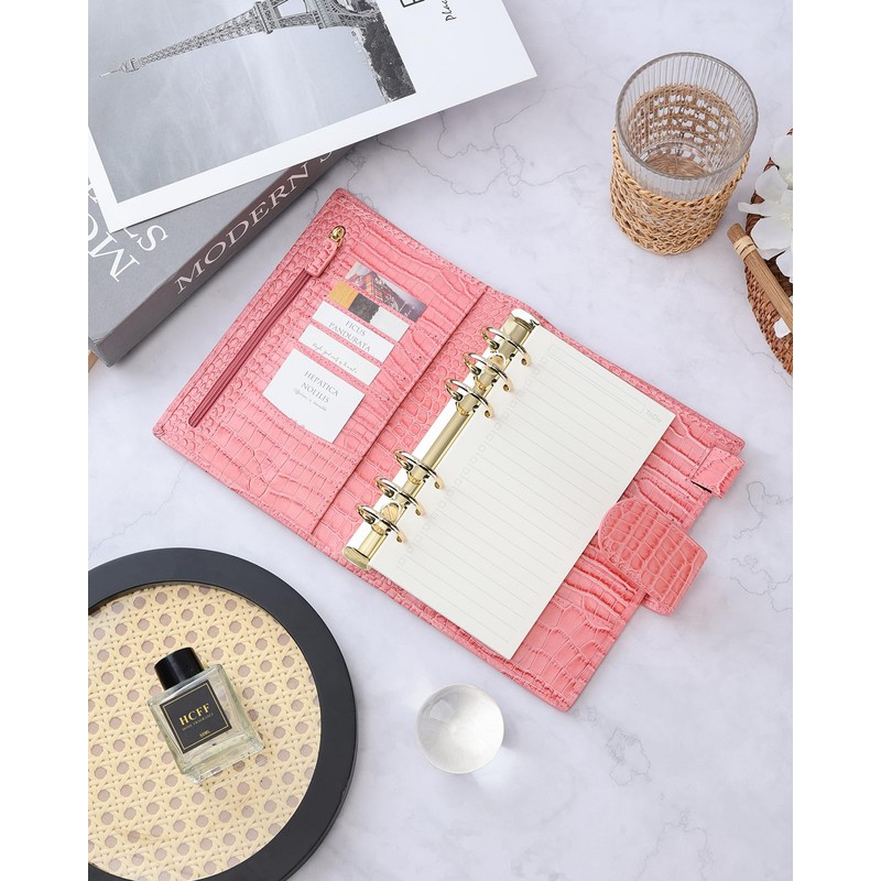 Smartfee Leather Personal Organizer Planner – 6 Rings Notebook Binder