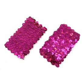 Violet Pair Of 17cm x 4.5cm Elastic Sequin Polyester Slim Wristband Fancy Dress Cuffs
