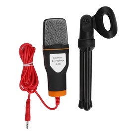 Condenser Computer Microphone Wired Stereo 3.5mm Audio with Stand Recording Studio Singing Mic
