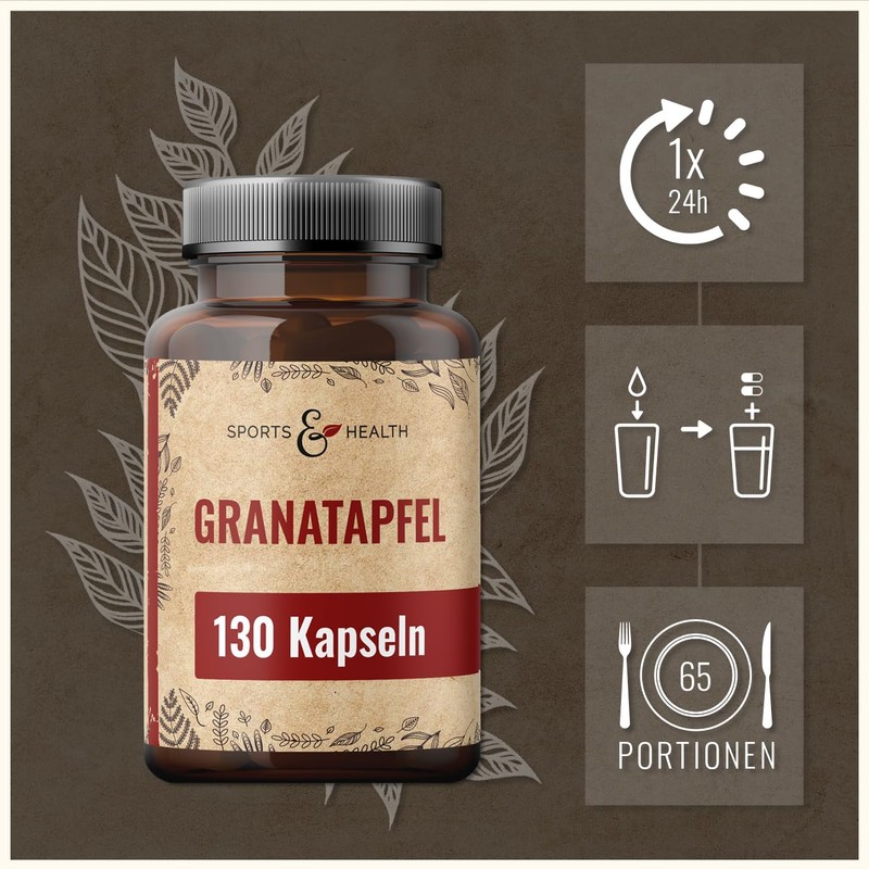 Pomegranate Capsules - 130 Capsules - 1200 mg Pomegranate per