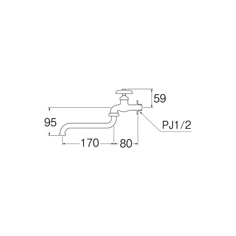 SANEI A10J-13 Universal Faucet Pipe Length 6.7 inches (170 mm)