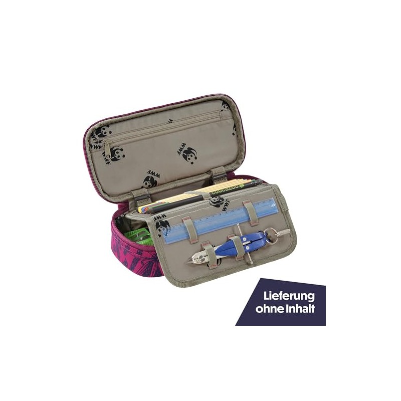 coocazoo PencilDenzel "WWF Anemone-Trail" Pink Pencil Case, Geo Triangle Compartment,