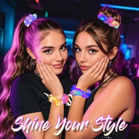 6 Pcs LED Scrunchies for Women, Colorful Mermaid Scrunchy, Light Up Scrunchies for Girls, 3 Light Modes, Glow in the Dark Hair Accessories