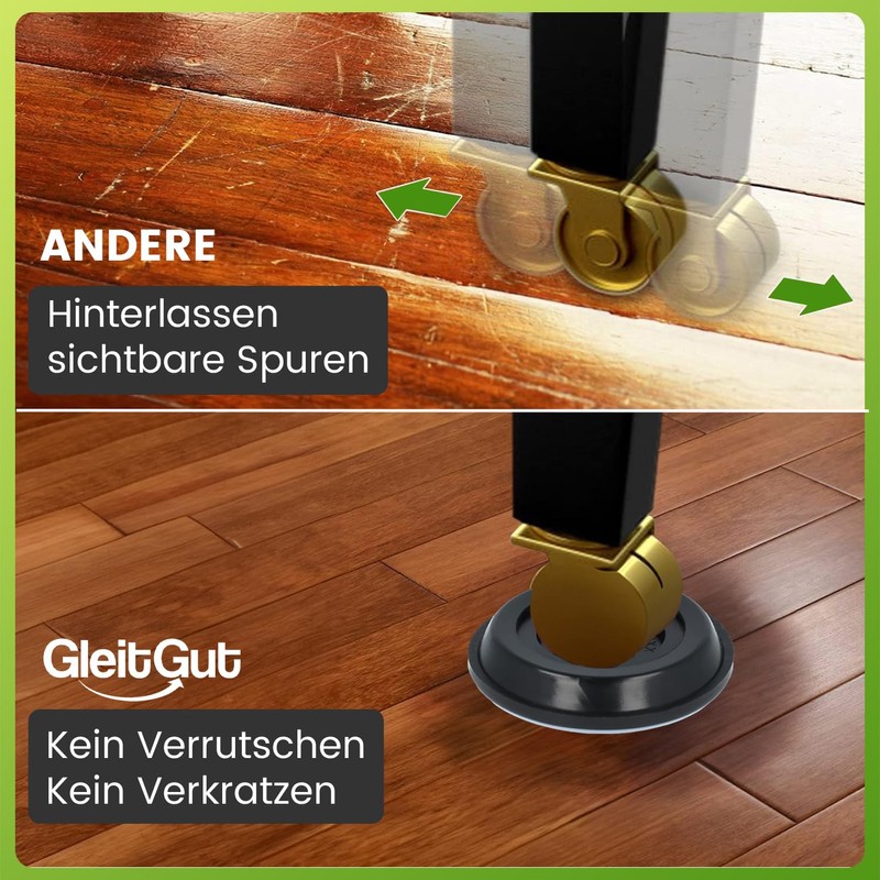 Gleitgut 4 x Furniture Coasters 65 mm Piano Bowl Teflon