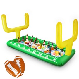 Inflatable Football Field Cooler Football Party Drink Cooler and 2 Pcs Inflatable Football Football Beach Balls Inflatable Cooler Buffet for Football Party Favors for Birthday Sports Party Decorations