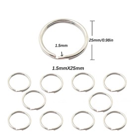 FYACCD 10 Pcs Key Rings Stainless Steel Key Rings Keychain DIY Hung Keys, silver