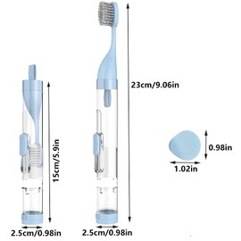 2Pcs Travel Toothbrushes Kit Fold Travel Size Toothbrushes Built-in Toothpaste Container, Including 2 Cleaner Head Soft Bristles for Camping, School, Business Trip (Blue, White)