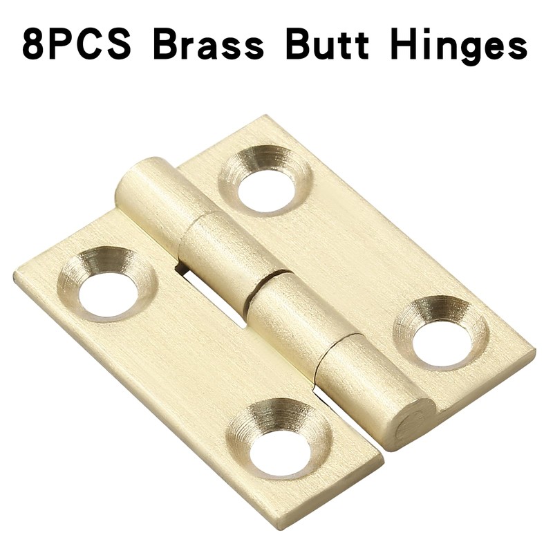 Murtenze 8 Pcs 1 Inch Mini Solid Brass Hinges，Brass Cabinet