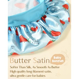 YANIBEST 2 PCS Baby Bonnet Silk Bonnet for Kids Sleeping Cap Curly Natural Hair Silk Bonnets for Girls Boys Infant