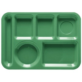G.E.T. 6 Compartment School Cafeteria Tray, Left Handed, 10" x 14", Forrest Green (4 Pack)