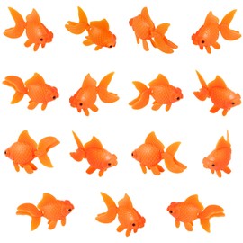 CCOZN 15 Pieces Orange Plastic Artificial Goldfish Aquarium Fish Bowl Tank Terrarium Decoration Moving Floating Glodfish Ornament for Party Decor