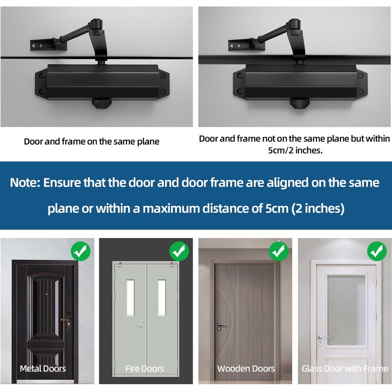 Ougourim Door Closers Commercial Heavy Duty Automatic Door Closer Residential
