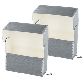 Lineco Archival Document Storage Box with Metal Edge, Acid-Free Gray Boxboard, Organize and Store Files, Prints, Photos, Legal-Sized Document Case 15.5" x 10.5" x 5" Wide, Pack of 2