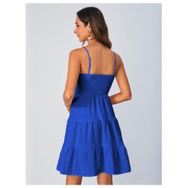 SOLY HUX Women's Sundress Smock Cami Mini Dress Sleeveless Swing A Line Short Dresses Casual Cute Summer Dresses Royal Blue Small