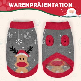 Dog Christmas Jumper, FWLWTWSS Reindeer Christmas Dog Jumper, Turtleneck Puppy Jumper for Small Medium Large Dogs Winter Wearing Costume, Dog Sweater Christmas New Year Outfit(L)