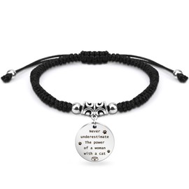 Gifts for Cat Lovers Cat Gifts for Women Cat Themed Birthday Presents Cat Mum Related Mothers Day Christmas Crazy Cat Lady Gift for Friend Xmas Cat Mom Valentines Day Braided Bracelet for Womens