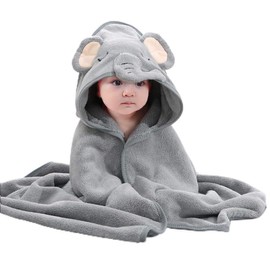 Thetail Premium Ultra-Soft Baby Towels - Hooded Bath Towel with Cute Animal Design, Extra Absorbent, Large Size for Newborns, Infants, and Toddlers, Ideal for Bath Time (Grey)