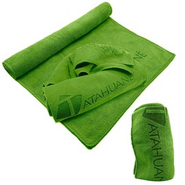 Tatahuané Toalla de Microfibra Gym-PAL Electric Green 60x30 cm. Secado Rápido, Súper Absorbente y Suave. Ideal para Gimnasio, Deportes, Viajes y Yoga. Incluye Práctica Bolsa Resellable Impermeable.