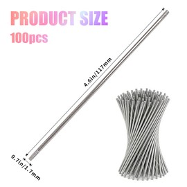 HJUHBDJ 100 Pcs Pen Extenders for Beadable Pens, 4.6 Inch Stainless Steel Blank Metal Bars, Replacement Rods for DIY Crafts, Keychain Making Supplies, Teacher Gifts and Office Accessories