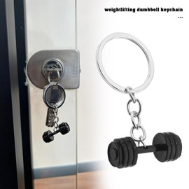 EMSea 3 Pieces Dumbbell Keychain Creative Fitness Keychain Sports Key Ring Sports Gym Pendant Keychain for Boyfriend Father Zinc Alloy Black Gold Silver, Black, gold, silver