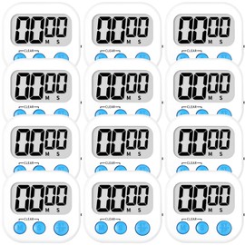ZILLEEN Kitchen Timer Digital with Magnetic Back for Kids Classroom, White 12 Pack