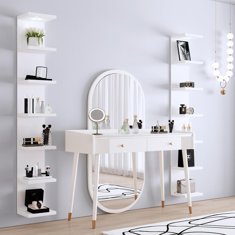 LitaEther Versatile 7 Tier Wall Shelf Unit,White Lack Wall Shelf,Display