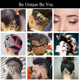 Hair Engraving, MagiForet Hair Tattoo Pen, Hair Razor Pen, Hair Tatoo Trim Styling Face Eyebrow Shaping Device, Hair Engraving Shaver Pen + 10 Blades + Tweezers for Men Women Teens (Golden)