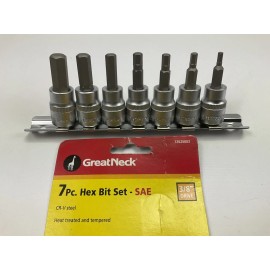 GreatNeck SAE 3/8" 7-PCs Hex Socket Set  1/8", 5/32", 3/16", 7/32, 1/4, 5/16 3/8