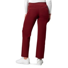 Peelz Olivia 2-Pocket Straight-Leg Scrub Pants for Women - Elastic Waistband, Soft Fabric Women's Scrubs, Comfort Fit, Burgundy, Small, Regular