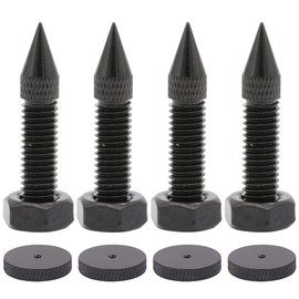 Flushbay 4 Pack Speaker Spikes M8 Black Audio Speaker Insulator Carbon Iron Spike Receptor Sound Enhancer Height Adjustable Noise Reduction Audio Supplies (M8)