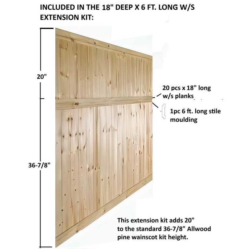 18" Allwood Pine Wainscot Extension Kit