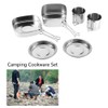 6Pcs Portable Stainless Steel Cookware Set Camping Picnic Outdoor Pan