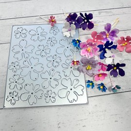 Arbuya Flower Metal Cutting Die Set for Card Making Scrapbooking - 4 Sizes in 1 Steel Plate Floral Dies Template Stencils for Jounaling Albums Paper Crafts Decor