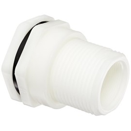 Hayward BFA3020TES Series BFA Standard Flange Bulkhead Fitting, Threaded x Threaded End, PP with EPDM Seals, 2" Size
