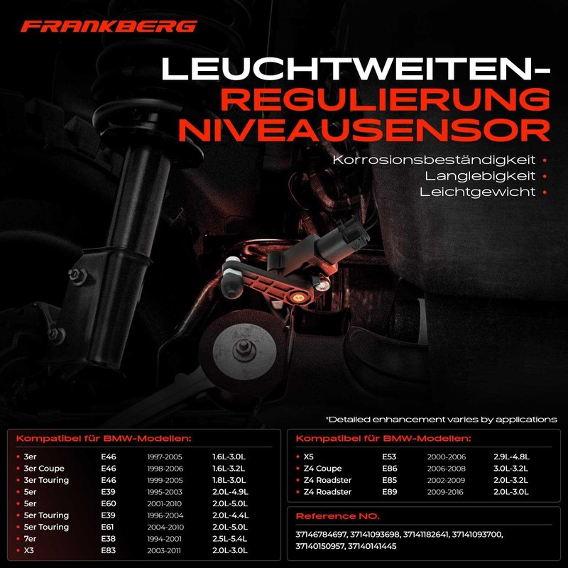 Frankberg 2 x Level Sensor Air Suspension Xenon Rear for